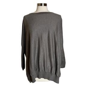 Planet by Lauren G Taupe‎ Gray Striped Knit Top Women’s One Size Minimalist